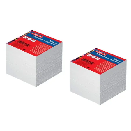Herlitz Zettelbox Nachfüller mit je 700 Blatt Notizblätter, 9 x 9 x 9 cm, 2 Stück