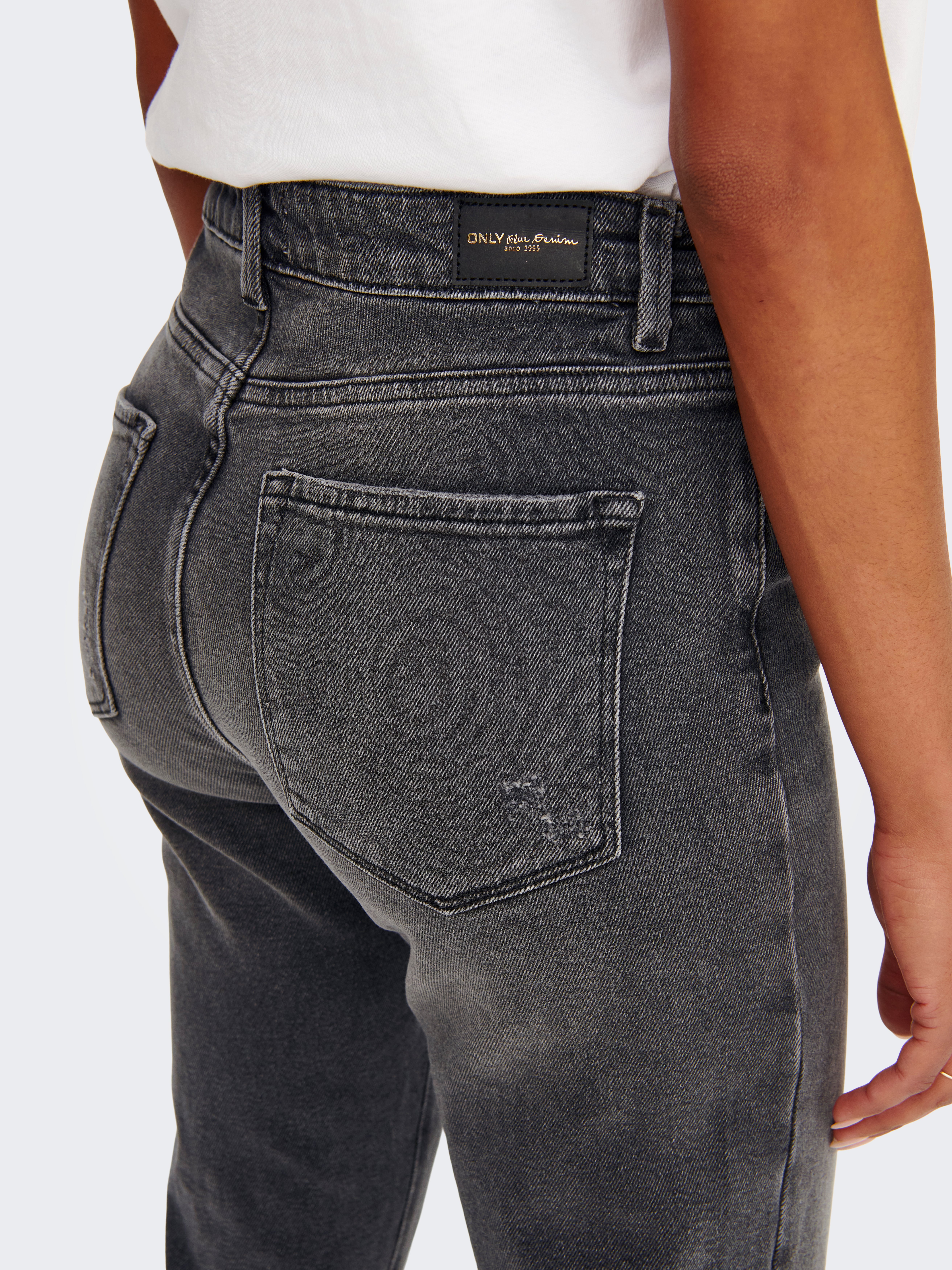 ONLEMILY Hohe Taille Gerade geschnitten Jeans Dark Grey Denim