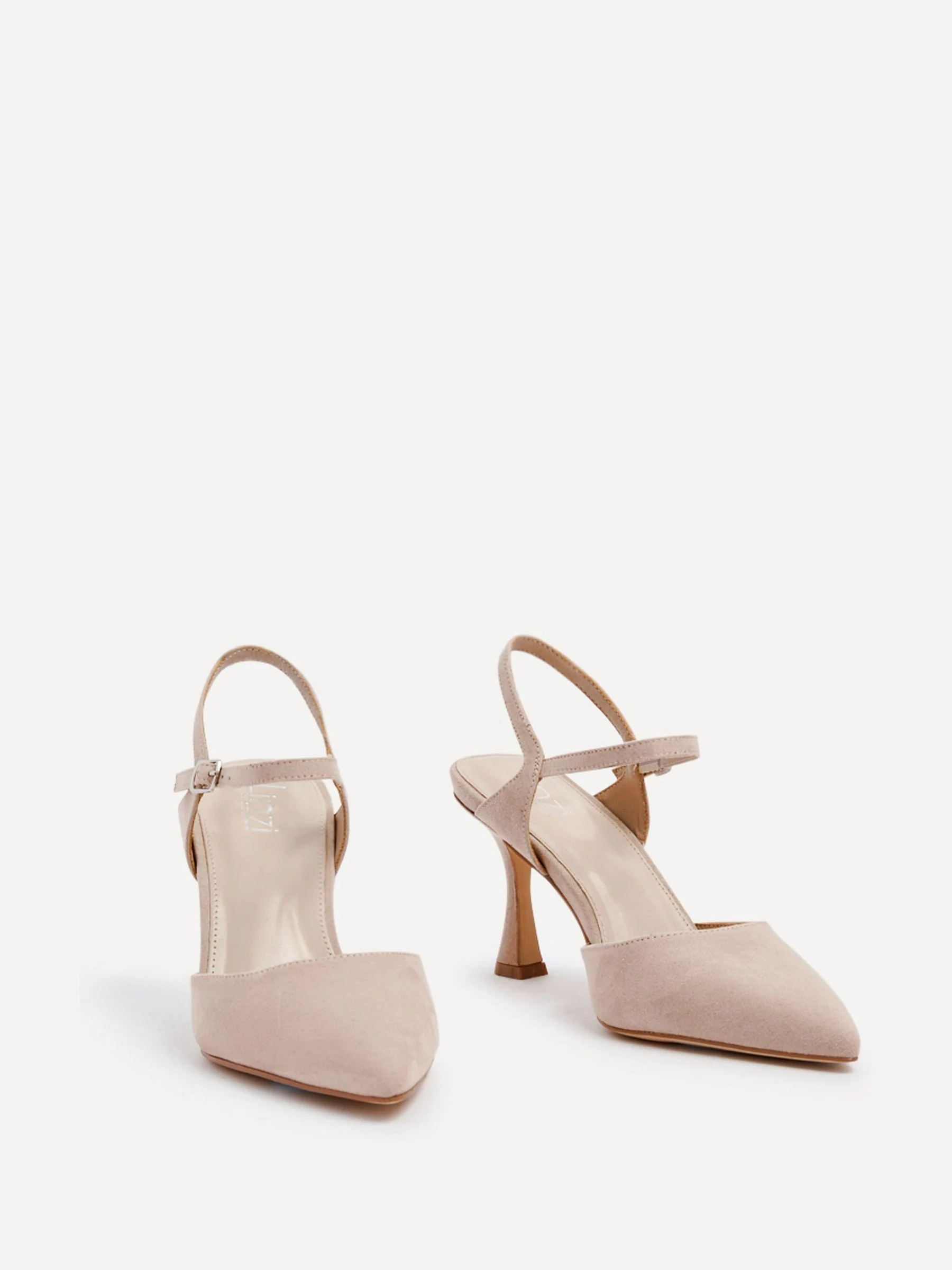 Licht beige - Linzi Duet pumps met enkelbandje, hak en wijde pasvorm