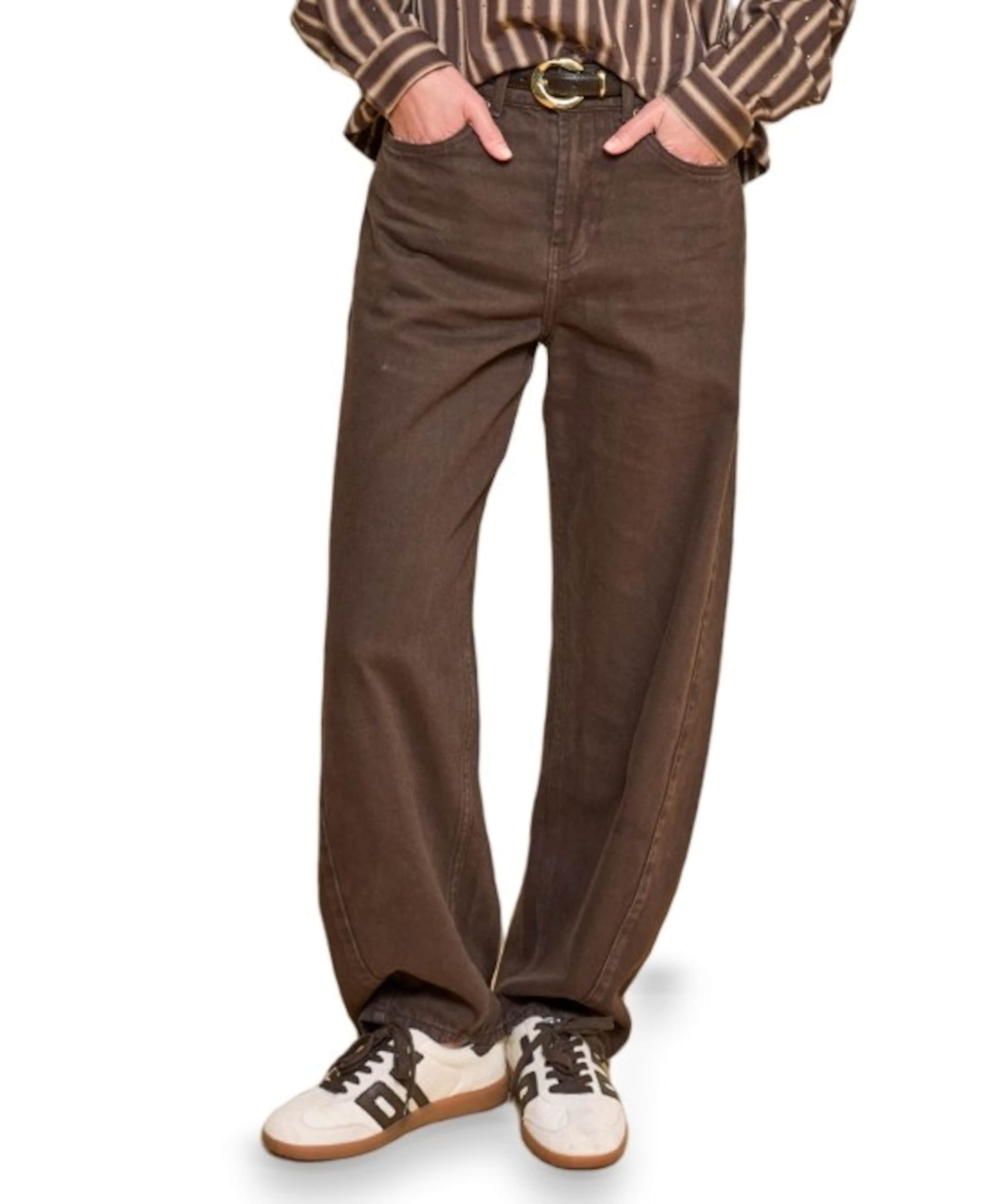 EsQualo Trousers barrel jeans cacao dames jeans bruin