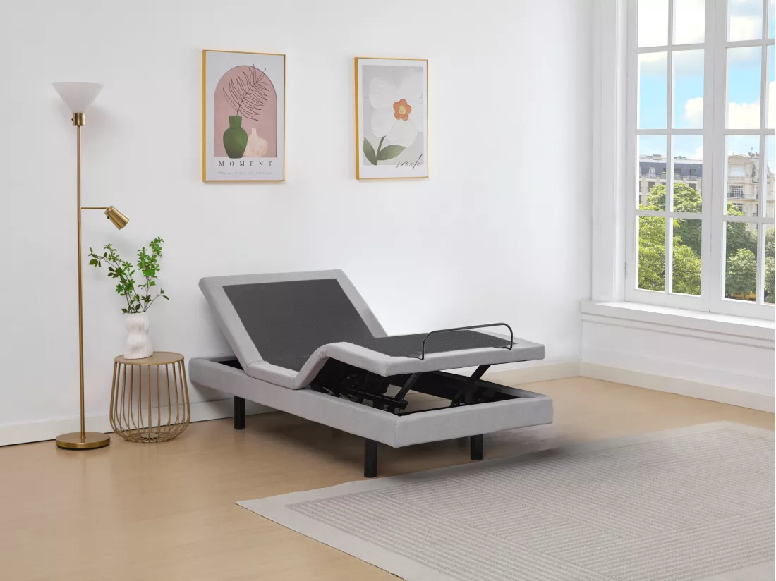 Sommier électrique de relaxation déco - 90 x 200 cm - Tissu - Gris - ALPANA de YSMÉE