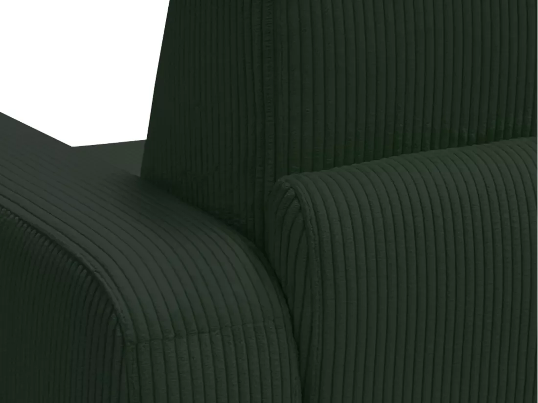Canapé 3 places convertible express en velours côtelé vert sapin - Couchage à lattes larges 140 cm - Matelas 20 cm - BEVIS