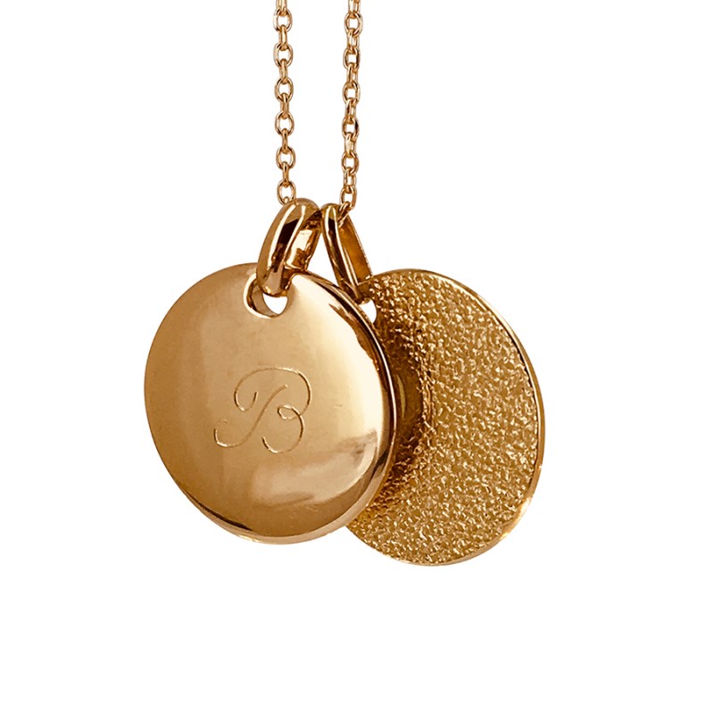 Sautoir médaille givrée plaqué or 18 K
