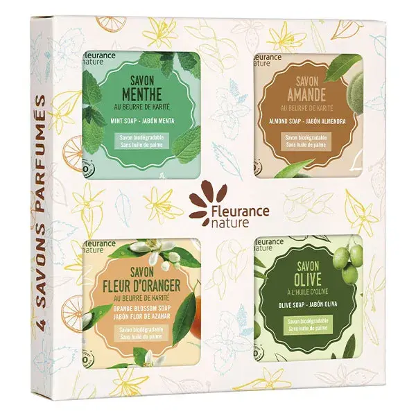 Fleurance Nature - Conjunto de Presente com 4 Sabonetes Orgânicos Perfumados - 4 sabonetes de 100g
