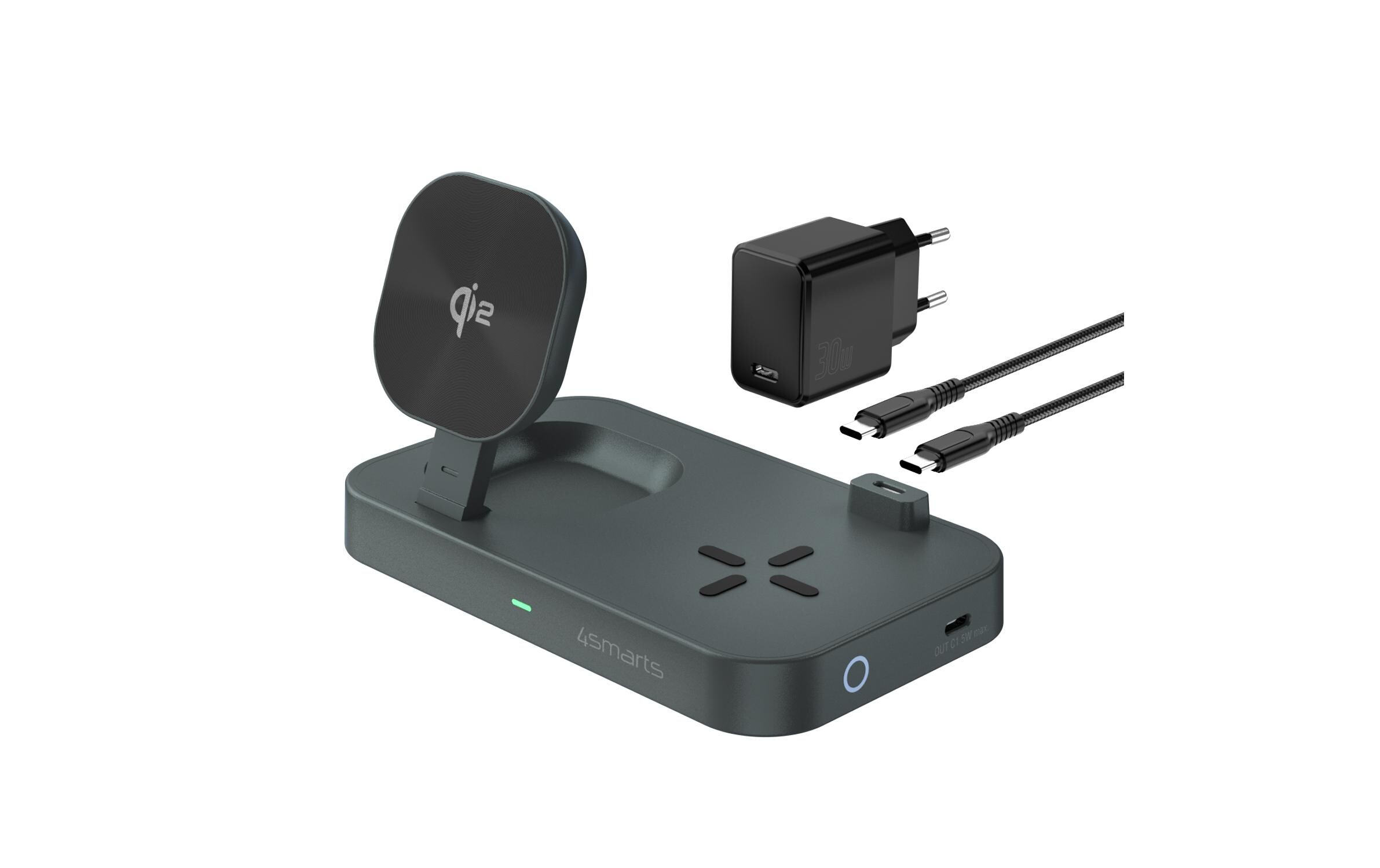 Wireless Charger Qi2 Schwarz2-in-1 MagSafe-Ladestation mit inkludiertem Ladegerät
