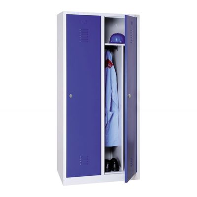 Vestiaire industrie salissante monobloc 2 colonnes - H180 x L80 x P50 cm - gris/bleu