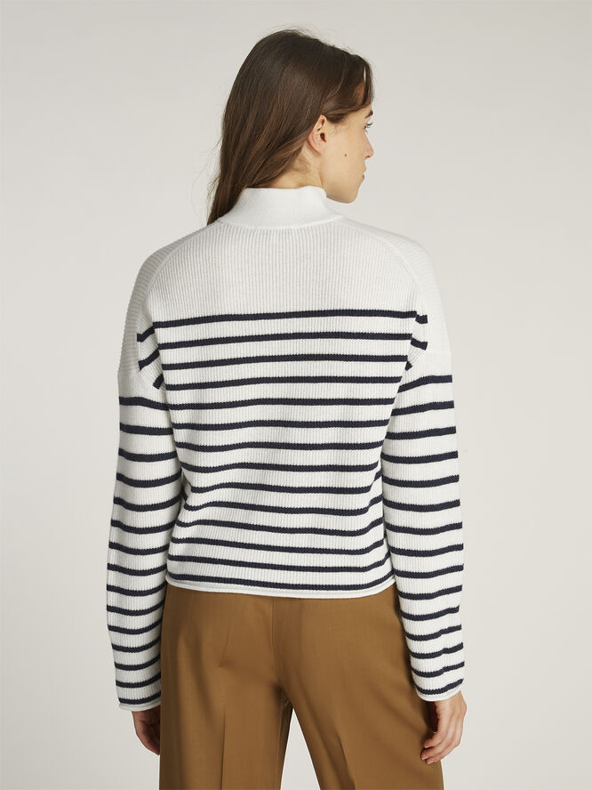 Tommy Hilfiger GOLD BUTTON POLO LS SWEATER Ivory petal/dark night navy stp