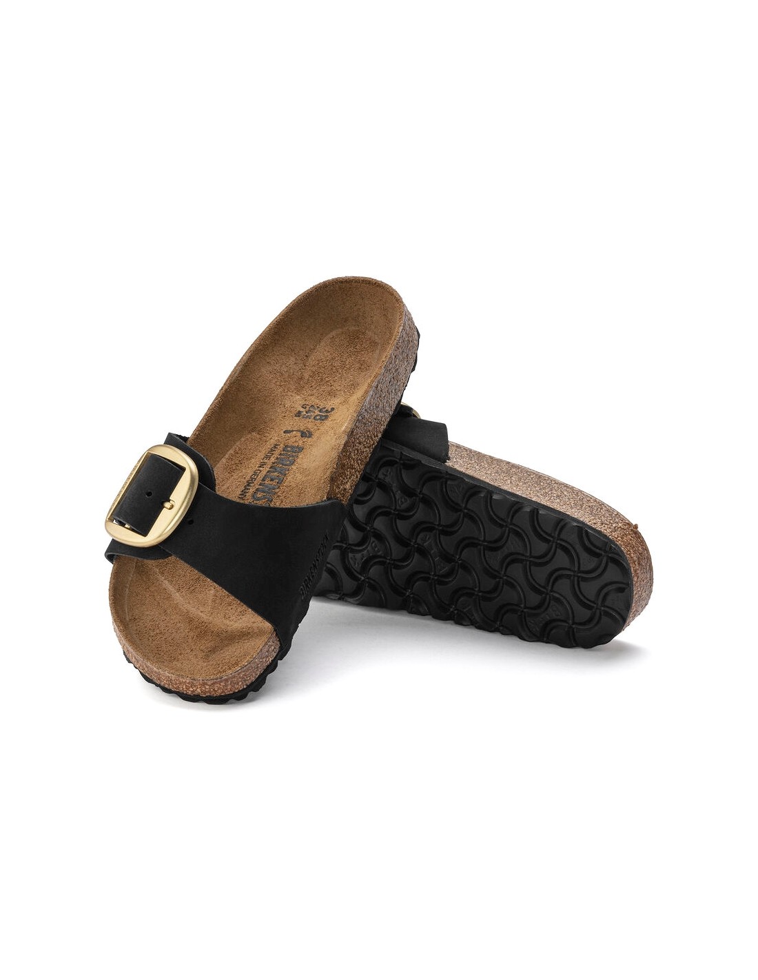 birkenstock Claquettes madrid big buckle lenb black pour Femme