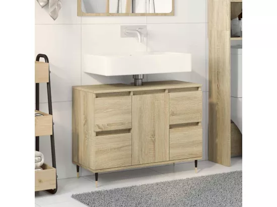Armoire salle de bain chêne sonoma 80x33x60cm bois d'ingénierie