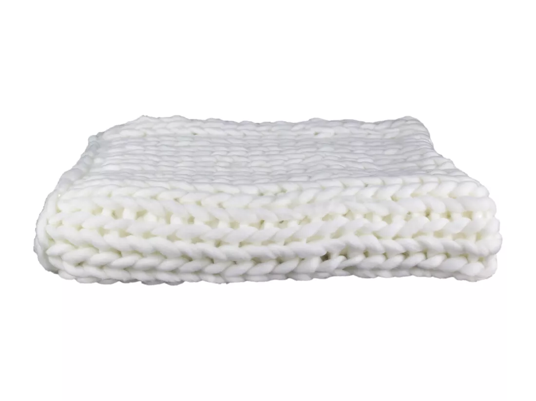 Plaid Grosse Maille Chunky Ecru 120x150cm