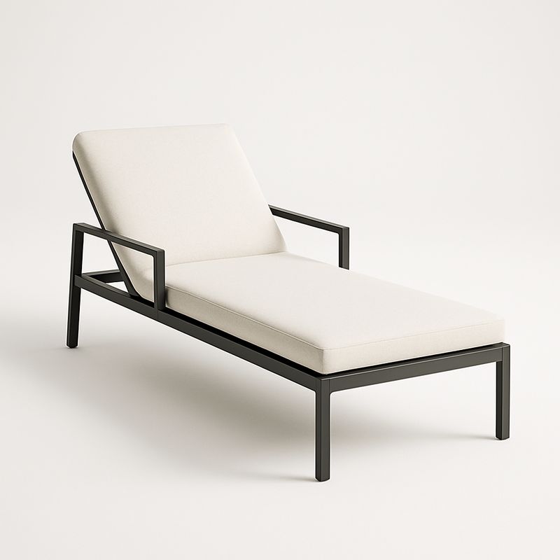 Aluminium-Sonnenliege mit Stoffbezug in Creme, 195 cm