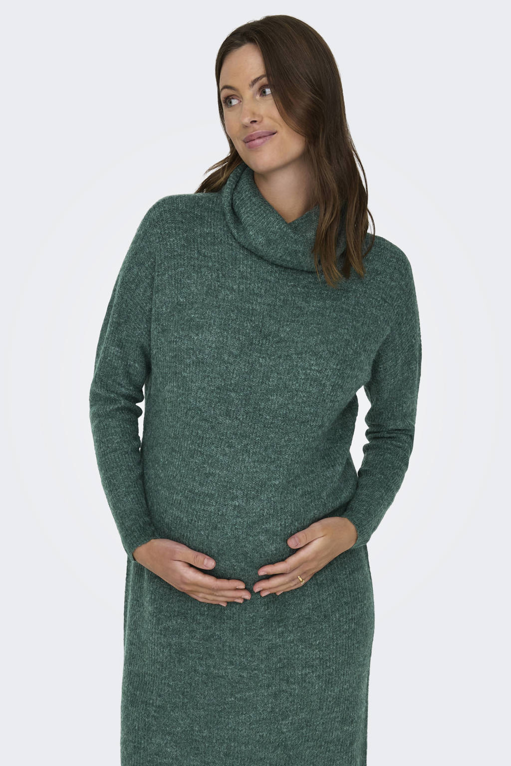 ONLY MATERNITY zwangerschaps korte jurk fijn gebreid groen
