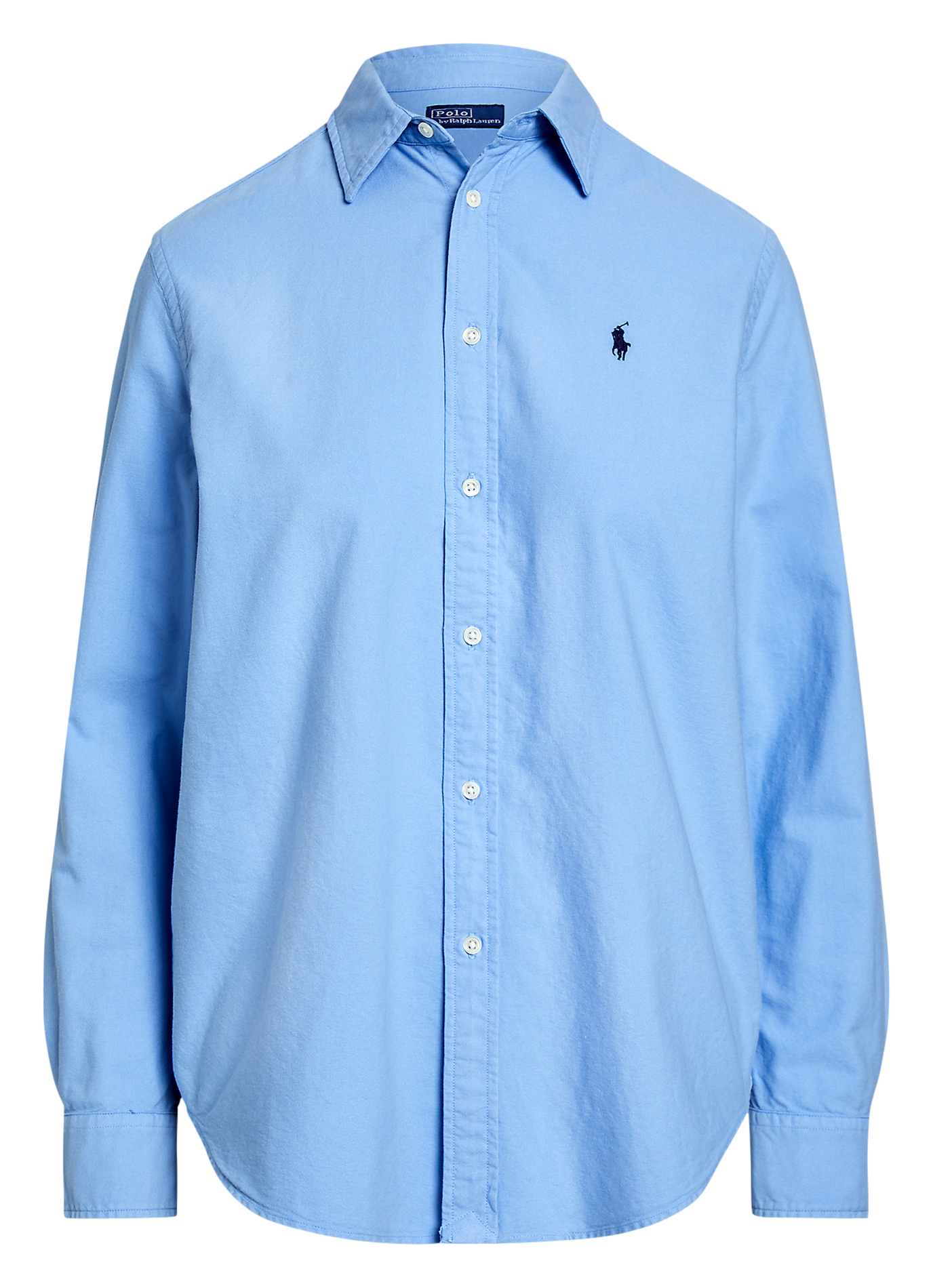 Chemise col classique droite en coton | Bleu