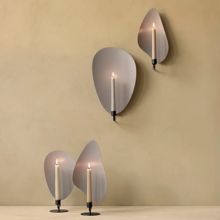 Audo - Flambeau Kerzenhalter, H 30 cm, Messing bronziert / grau