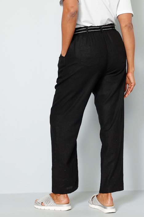 Hose, Straight Fit, Pailletten, Bindegürtel