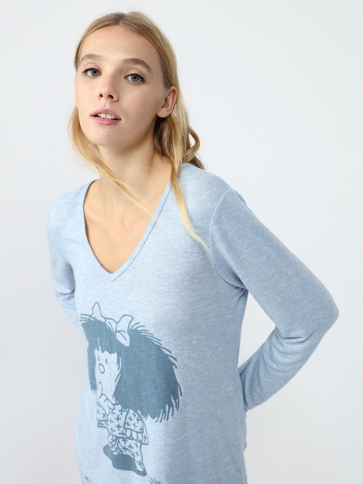 Conjunto de pijama estampado Mafalda - Azul claro