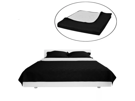 Couvre-lit à double face matelassé Noir-Blanc 230x260