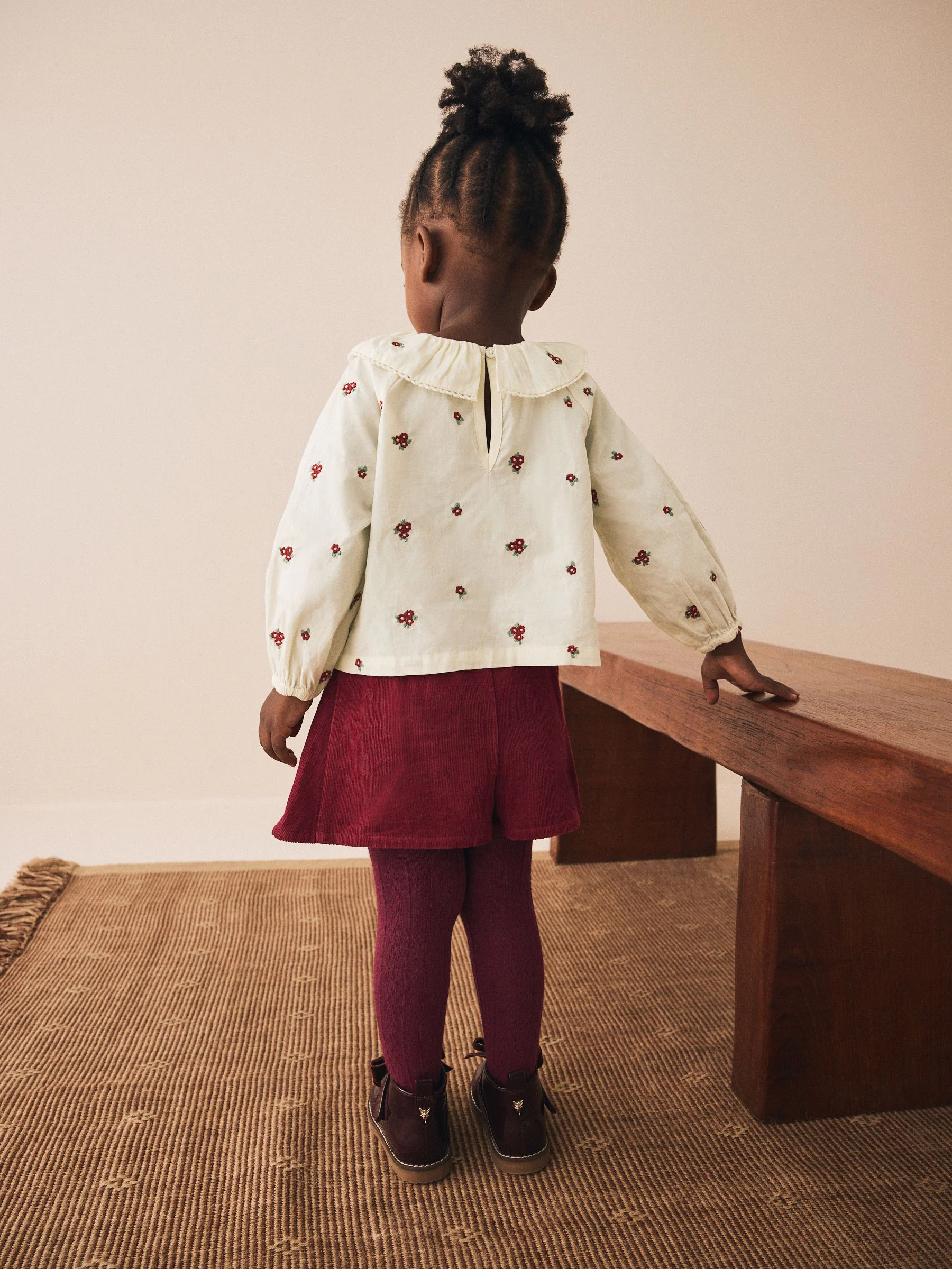 Rood - Skort Embellished Blouse and Tights Set (3mths-7yrs)