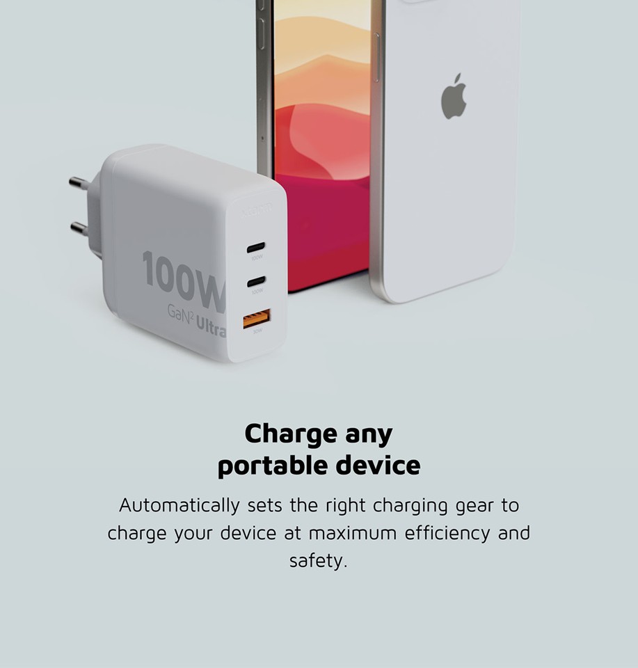 Xtorm - 100W GaN2 Ultra hjemmeoplader 2xUSB-C/USB-A Hvid