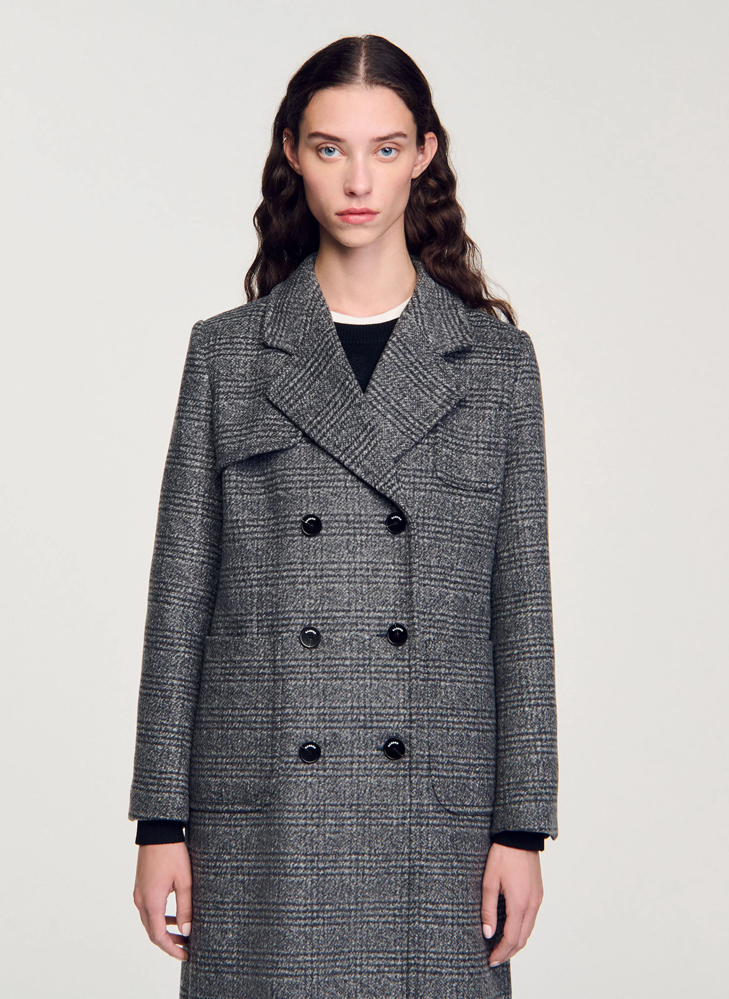 Manteau droit col tailleur | Gris