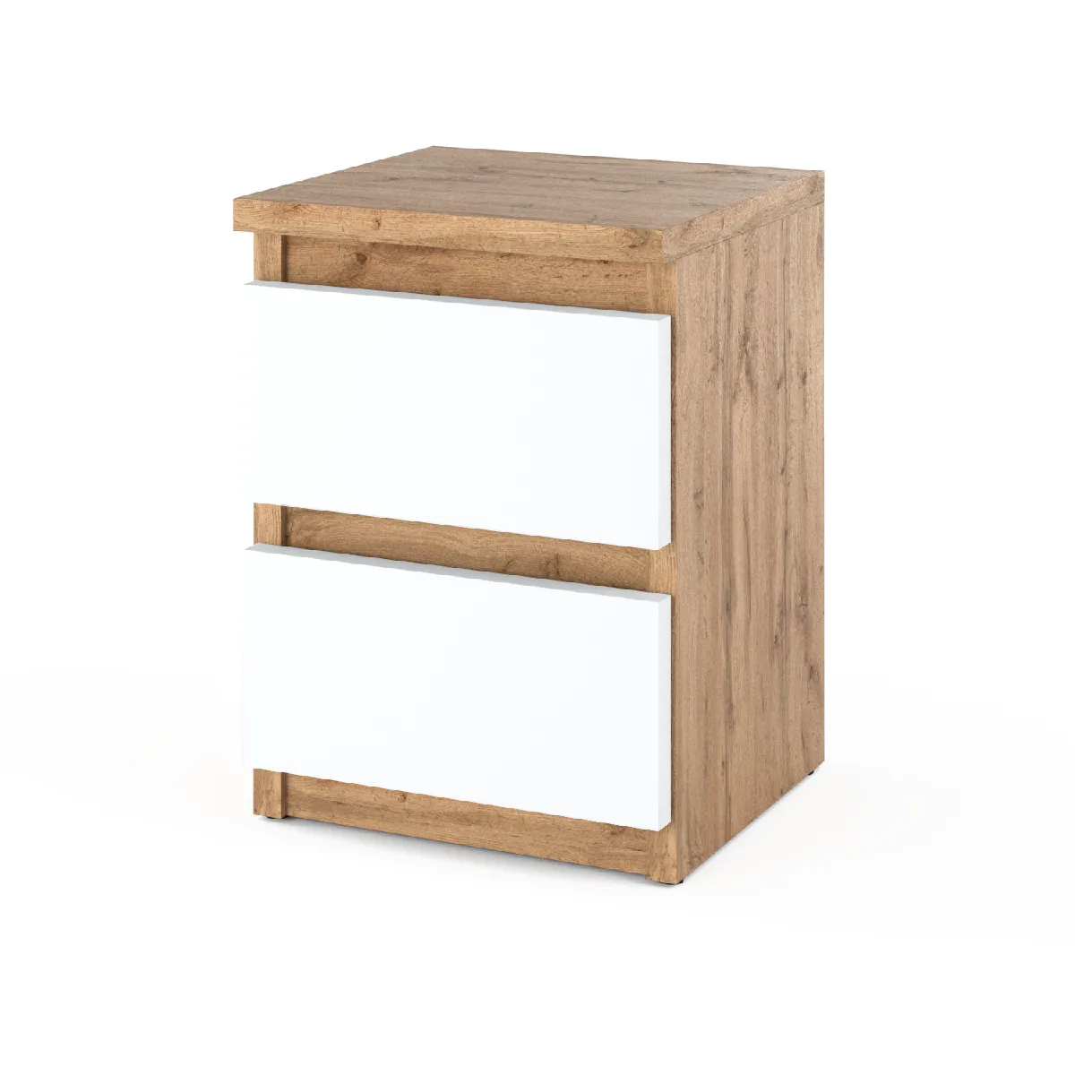Other Brands Table de Chevet 2 Tiroirs - Blanc/Wotan