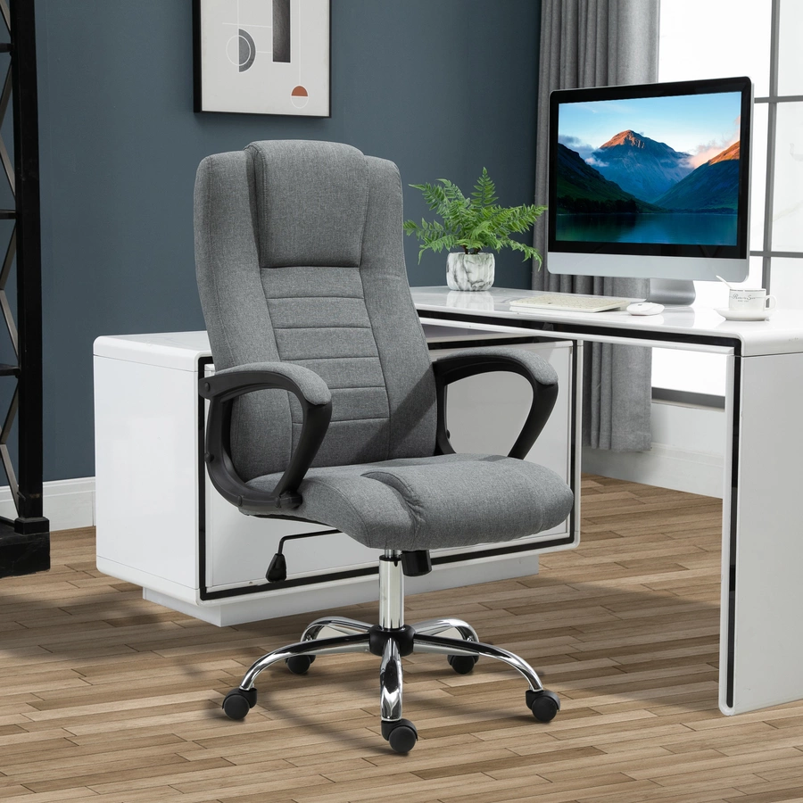 HOMCOM Bürostuhl mit Wippfunktion Grau