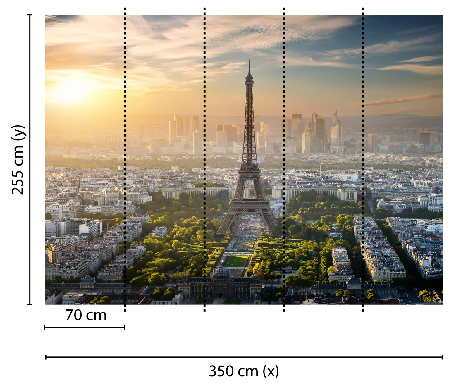 Fototapete DESIGNWALLS - Eiffelturm - grün-grau - 2,55 Meter