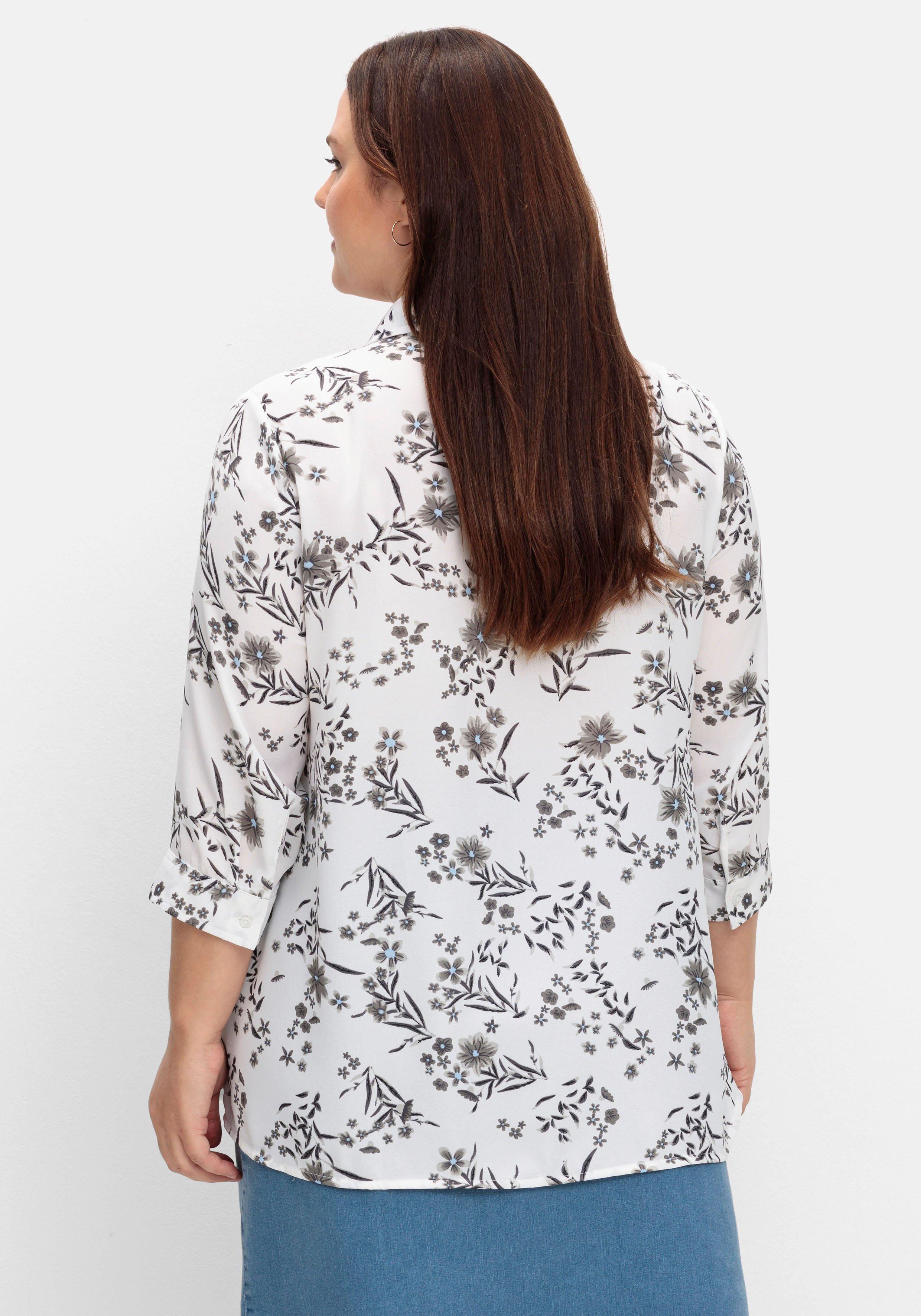 Bluse in leichter A-Linie, mit floralem Print