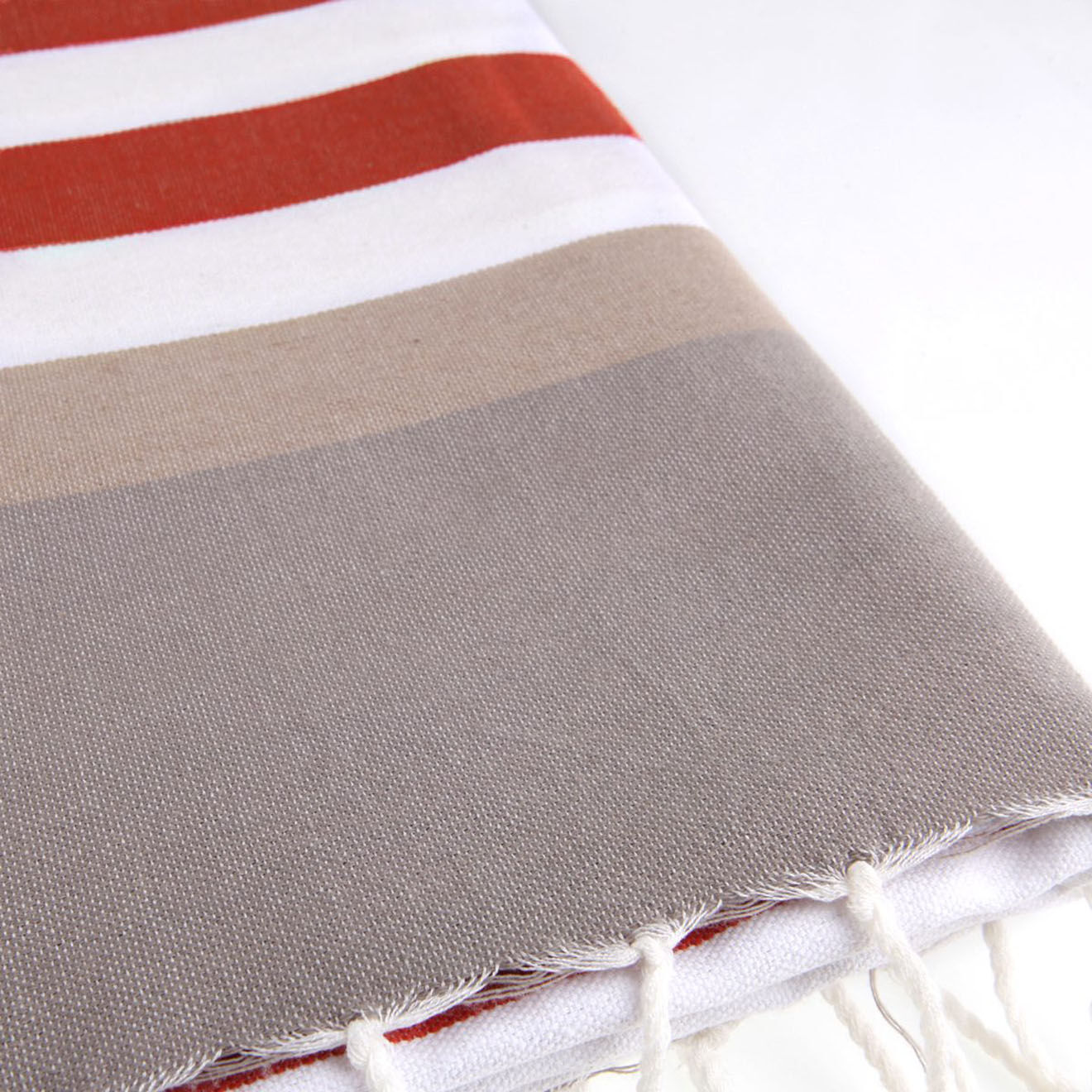 Febronie Fouta Arcachon terracotta/blanc/taupe clair/gris perle - 100x200 cm