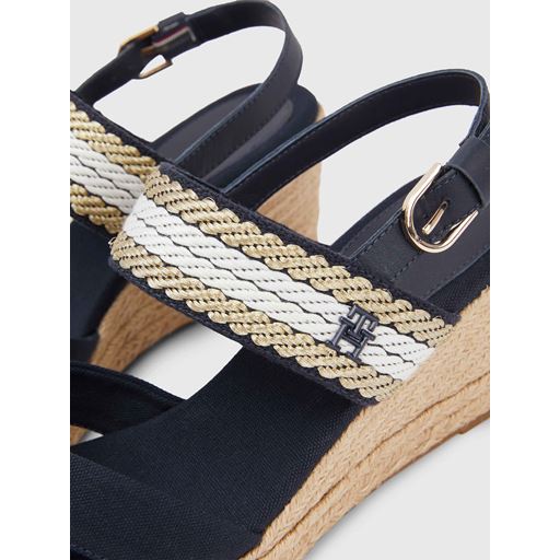 Tommy Hilfiger Webbing Strap Mid Wedge Sandaler, Space Blue, 38