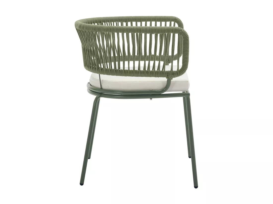 Lot de 2 fauteuils de jardin en métal et corde - Kaki avec coussin beige - PISTO de MYLIA