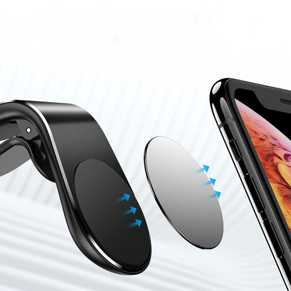 Magnetische Alu Smartphone Halterung Auto KFZ für Air Frame Lüftungsgitter - Silber
