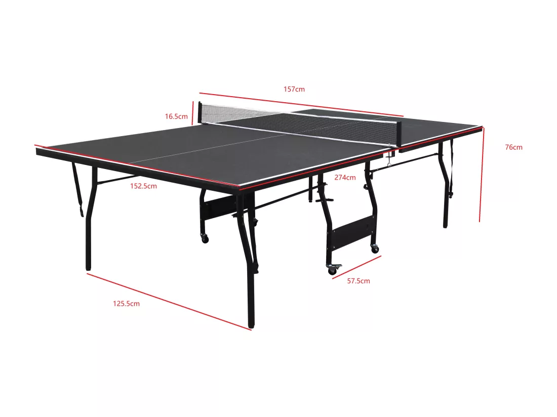 Table de ping-pong pliable à roulettes avec accessoires - Gris anthracite - L274 x P152.5 x H76 cm - GARRY