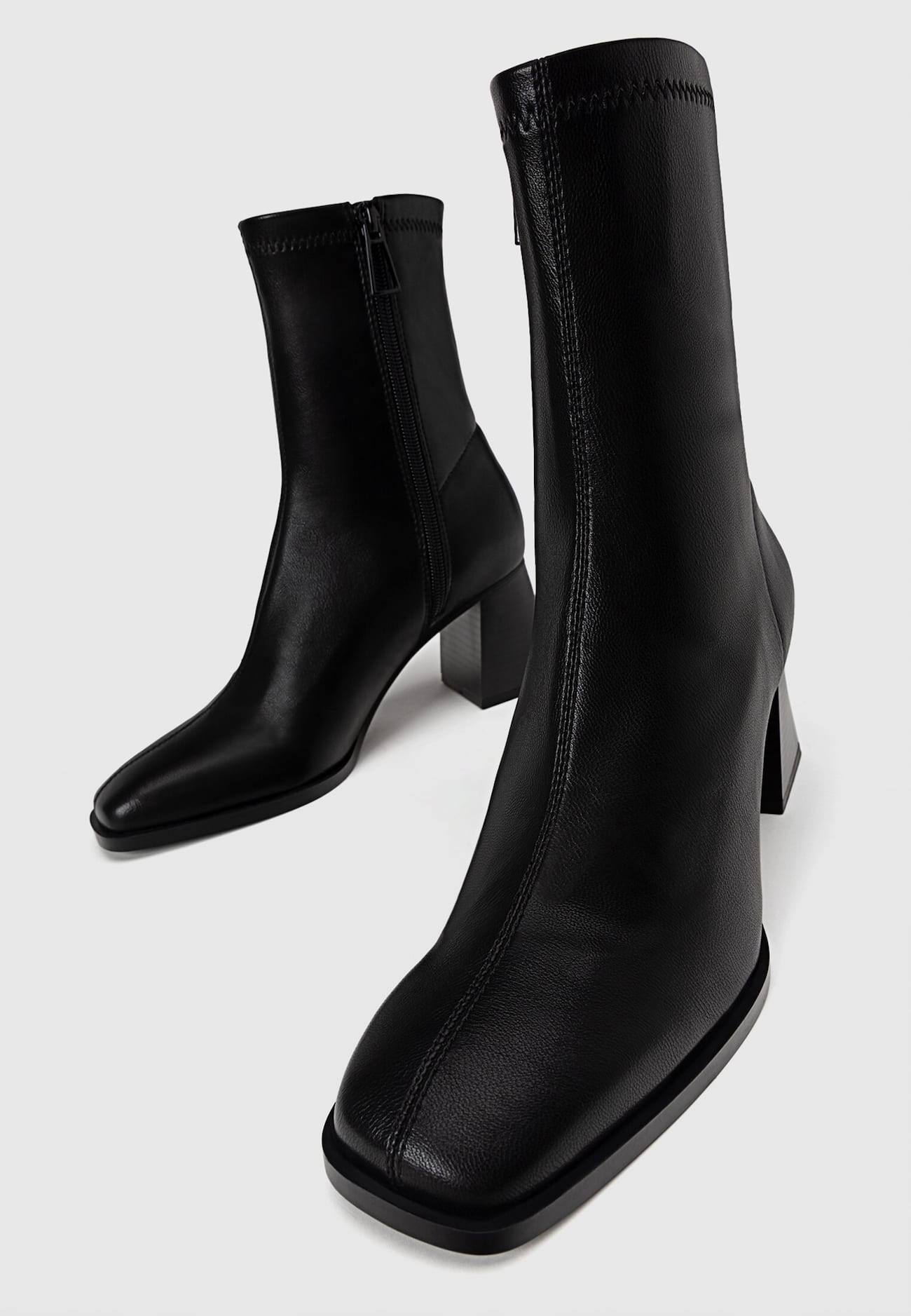 Botas de salto médio com pernas elásticas