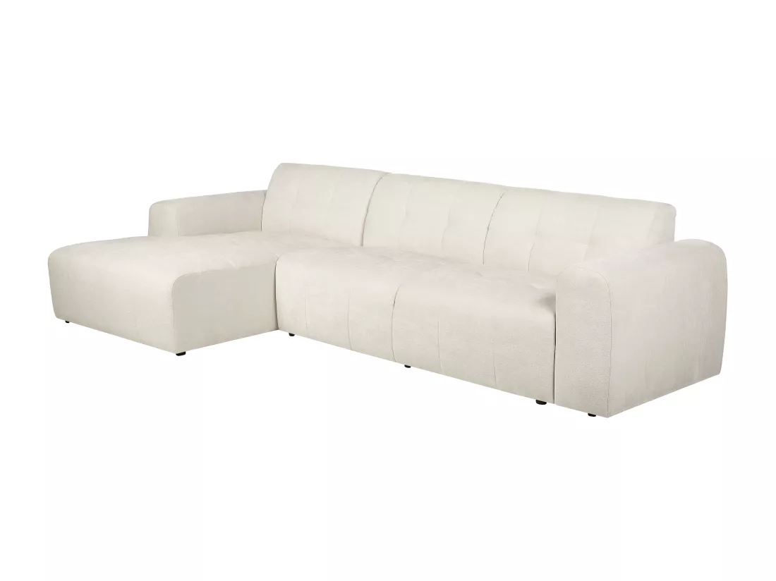 Canapé d'angle gauche en tissu texturé blanc ivoire FRISALO de Pascal Morabito