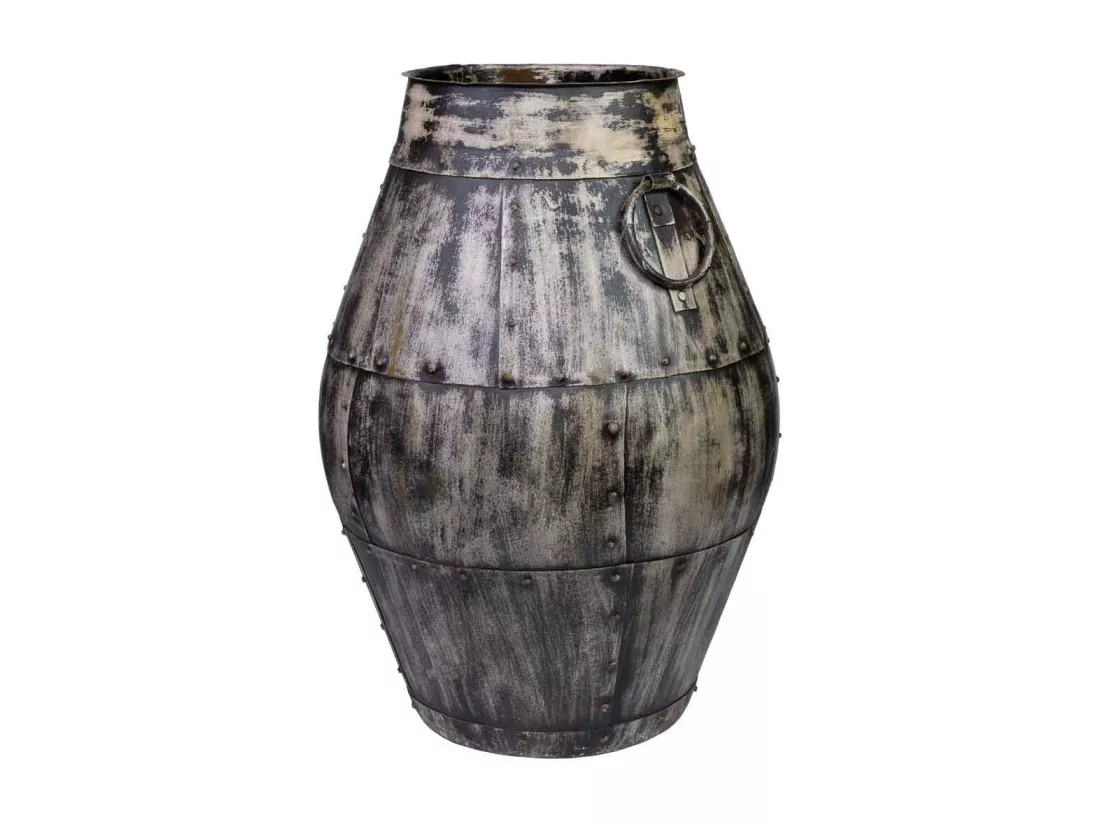 Vase en métal antique marron 40x40x65h cm