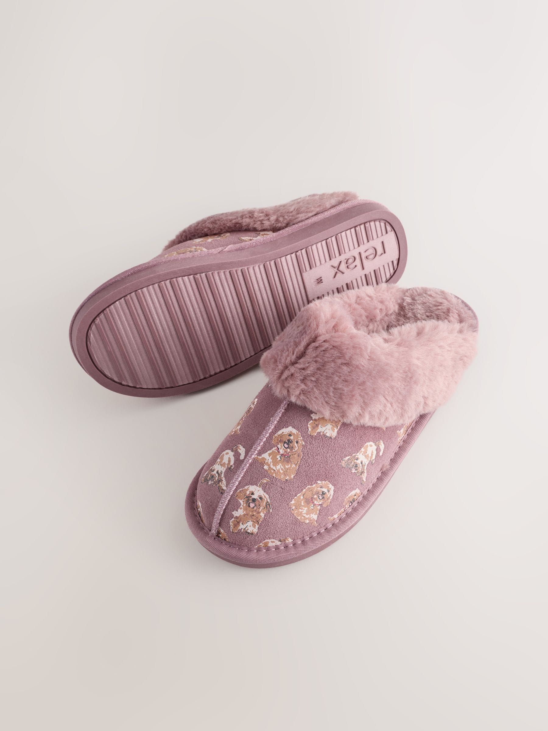 Roze - Suede Mule Charlie Cockapoo Faux Fur Slippers