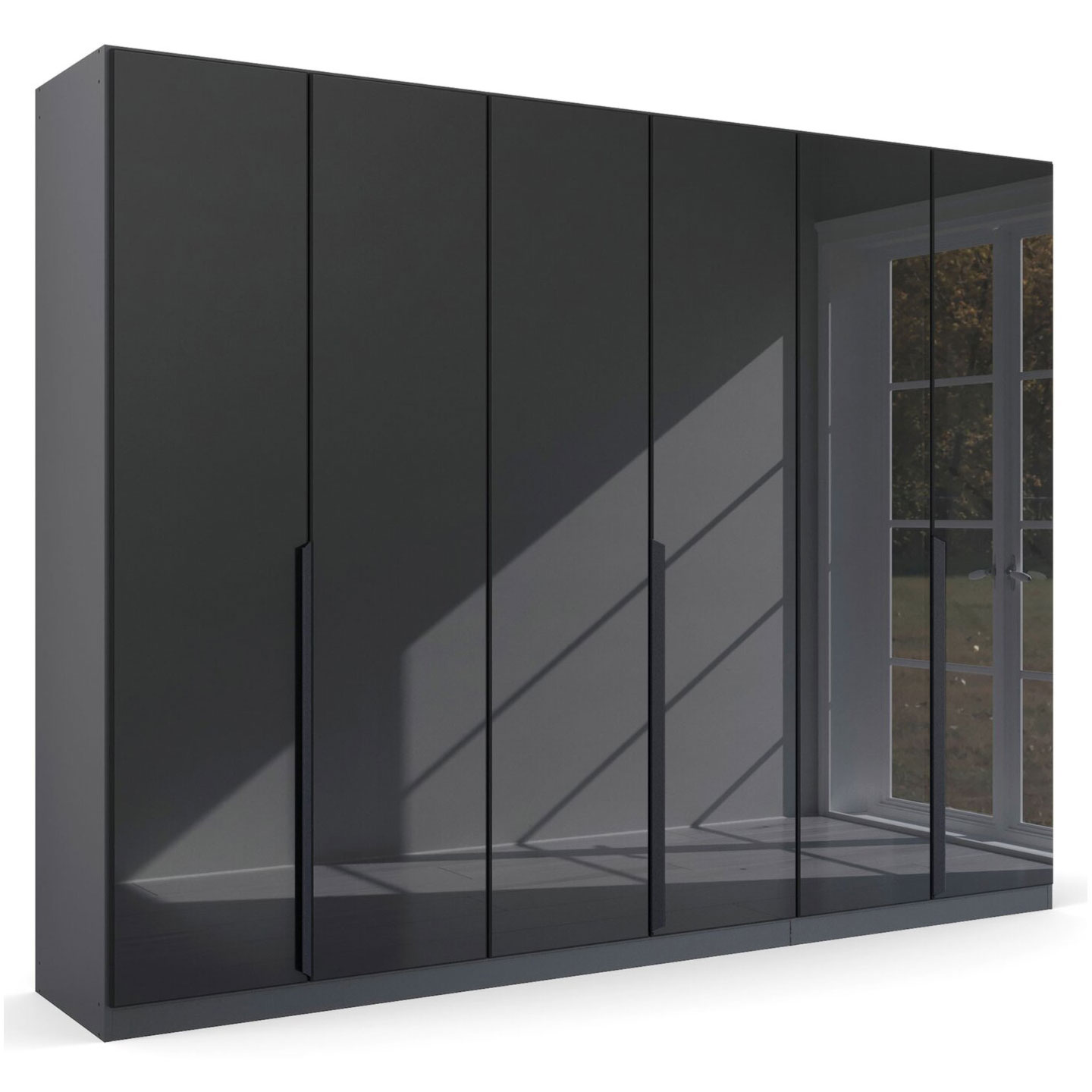 Drehtürenschrank - Glas Basalt - grau metallic - 271 cm