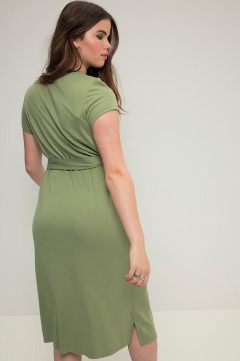 Midikleid, A-Line, Jersey, Rundhals, Halbarm