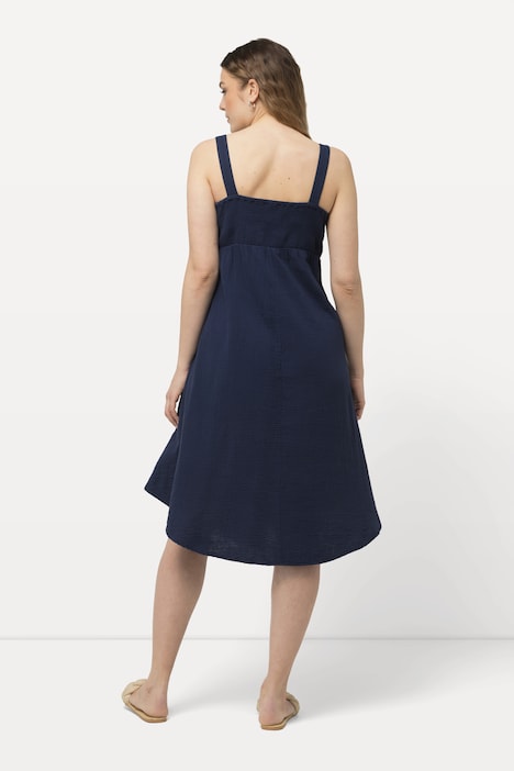 Midikleid, Musslin, Zipfelsaum, V-Ausschnitt, ärmellos