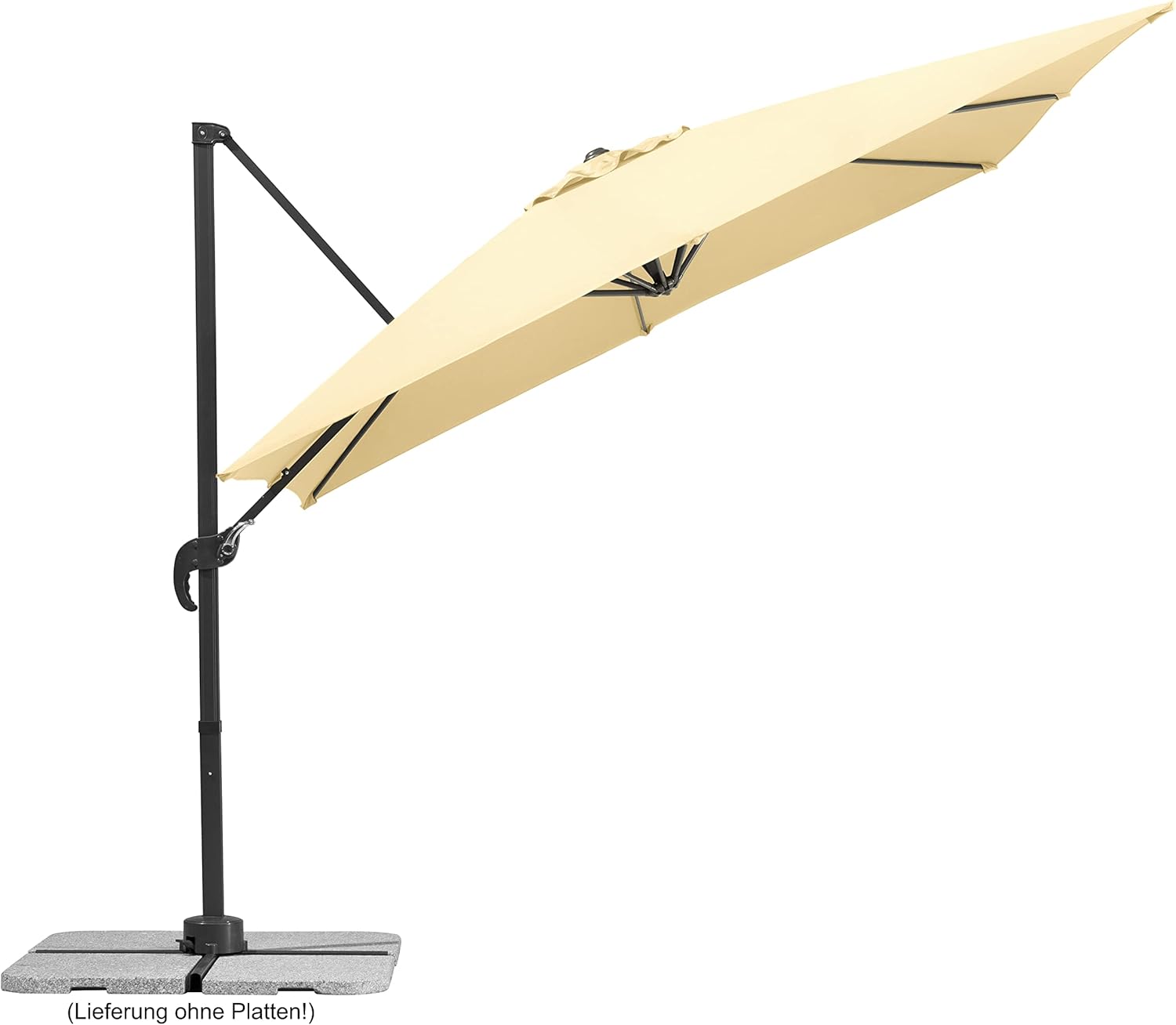 Schneider Sonnenschirm Rhodos Junior, natur, 270 x 270 cm quadratisch, 786-02, Gestell Alu/Stahl, Bespannung Polyester, 18 kg