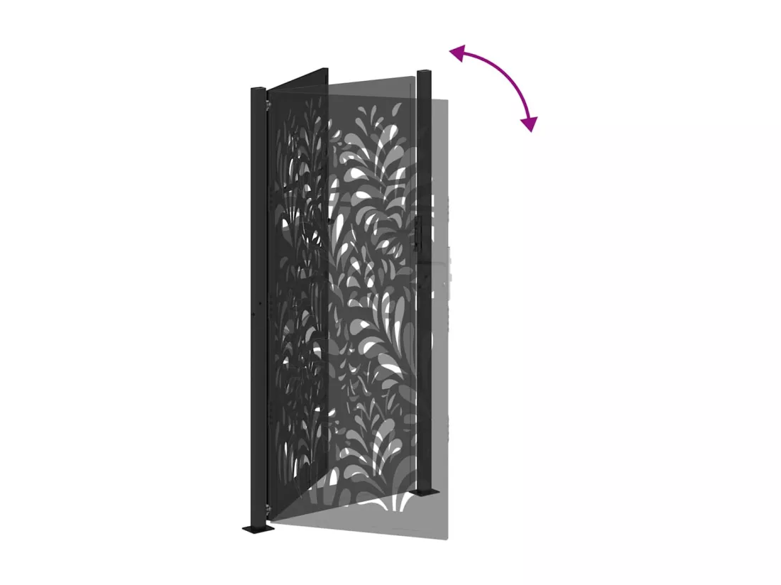 Portail de jardin noir 105x205 cm acier conception de vagues