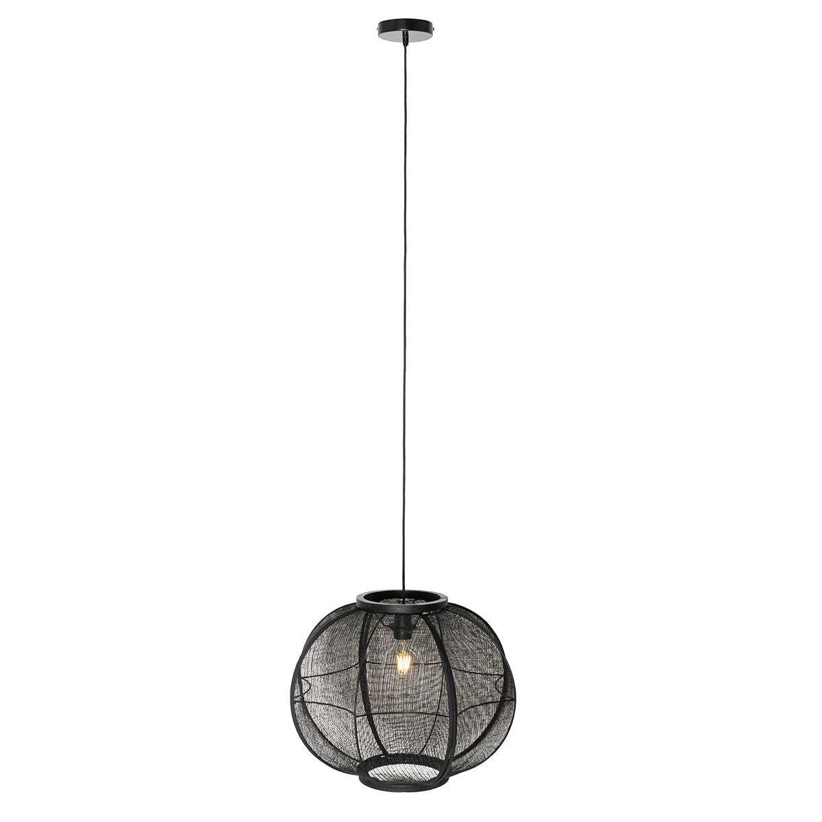 Oosterse hanglamp zwart stof 48 cm - Rob