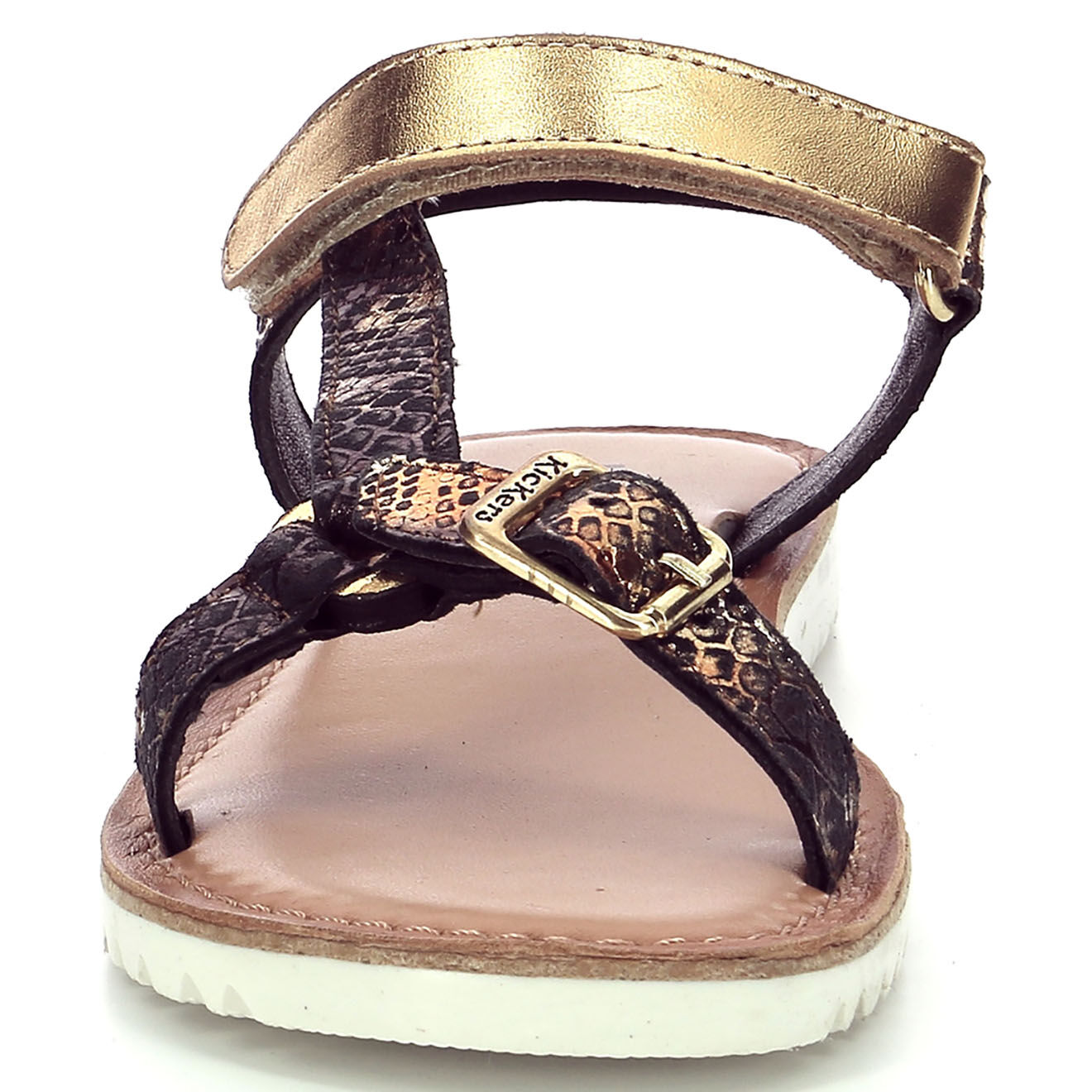 Kickers Sandales en Cuir Braska noir/doré/reptile