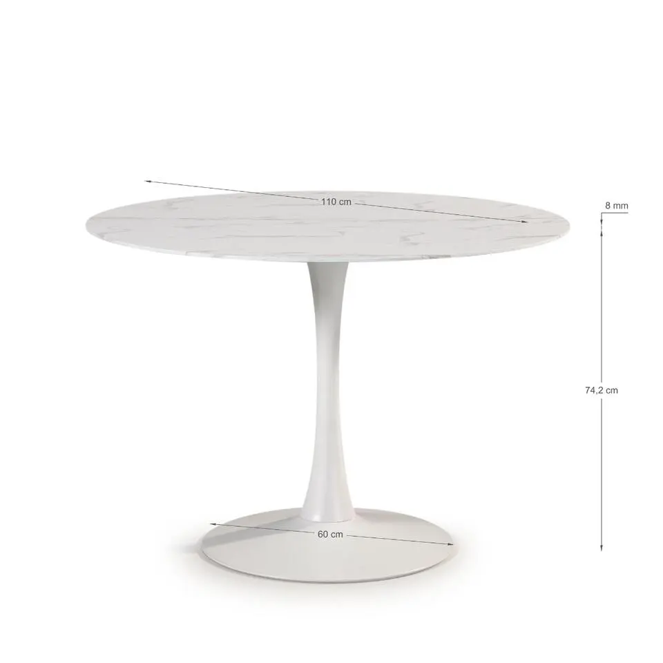 CALICOSY - Ronde eettafel ADA - Wit - 75x110x110 cm