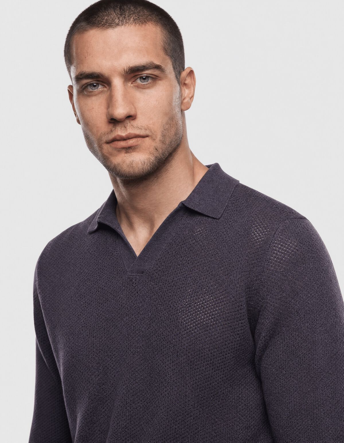 Longsleeve Knit Polo Donkerpaars