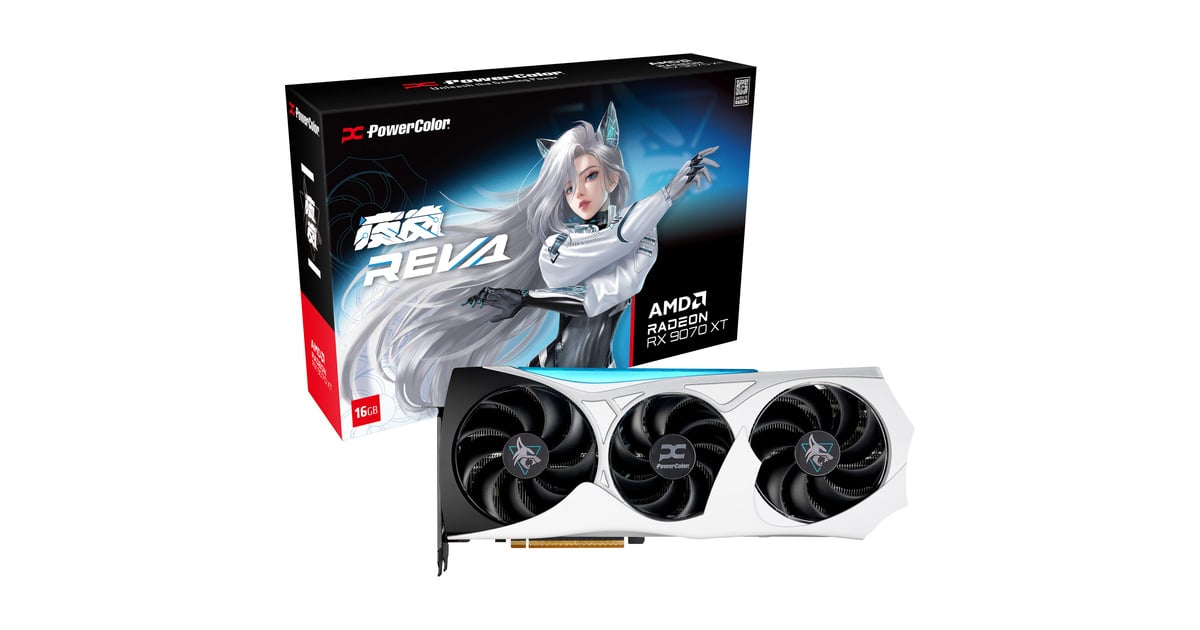 PowerColorRadeon RX 9070 XT Hellhound REVA16GB Limited Edition grafische kaart  (Wit/zwart, RDNA4, GDDR6, 3x DisplayPort, 1x HDMI)