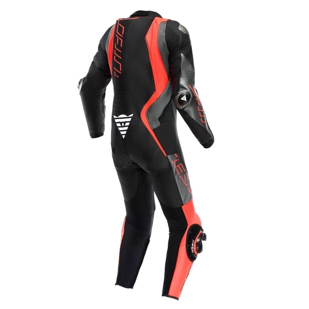 Dainese - Combinaison Audax D-Zip Perforée - 1 pièce Noir / Rouge fluo / Anthracite