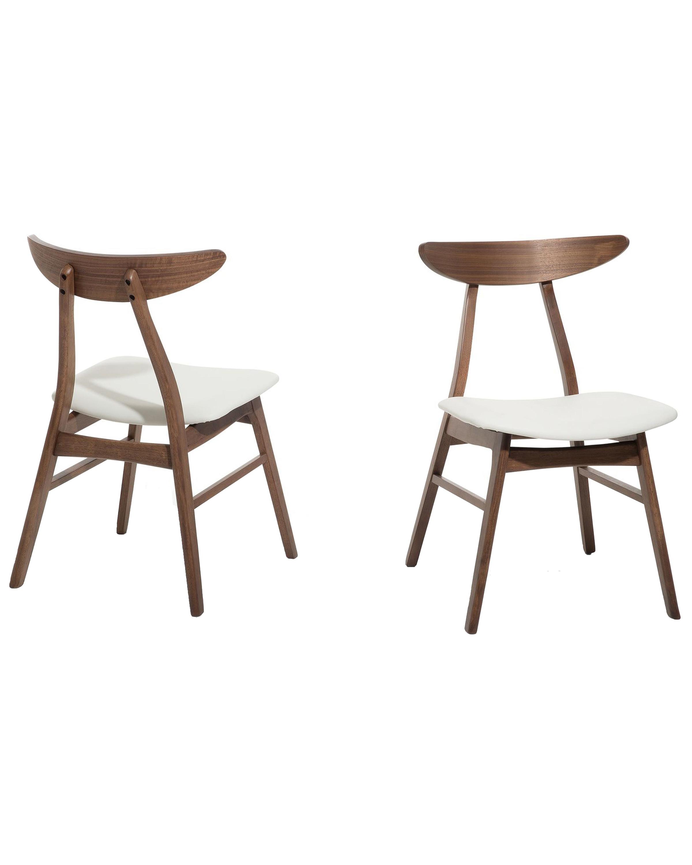 Set van 2 eetkamerstoelen LYNN Hout Donkerbruin/wit