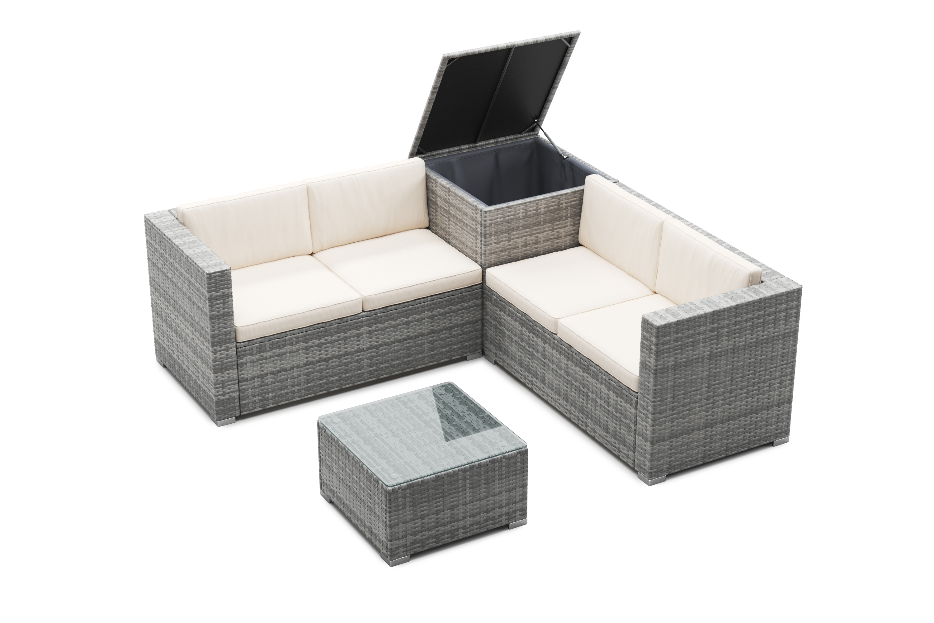 Rattanlounge SAN MARINO grau/beige